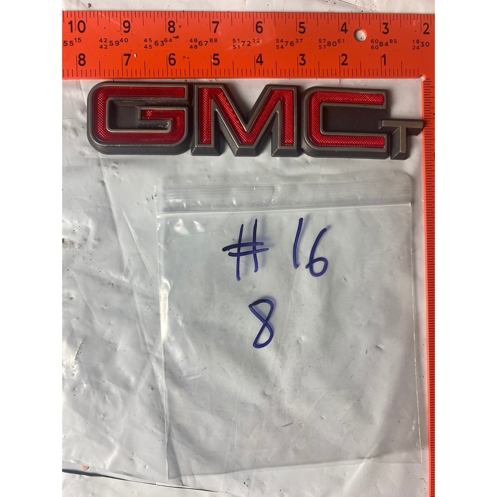 GMC Red Silver Truck Tailgate Grille Emblem Badge Nameplate